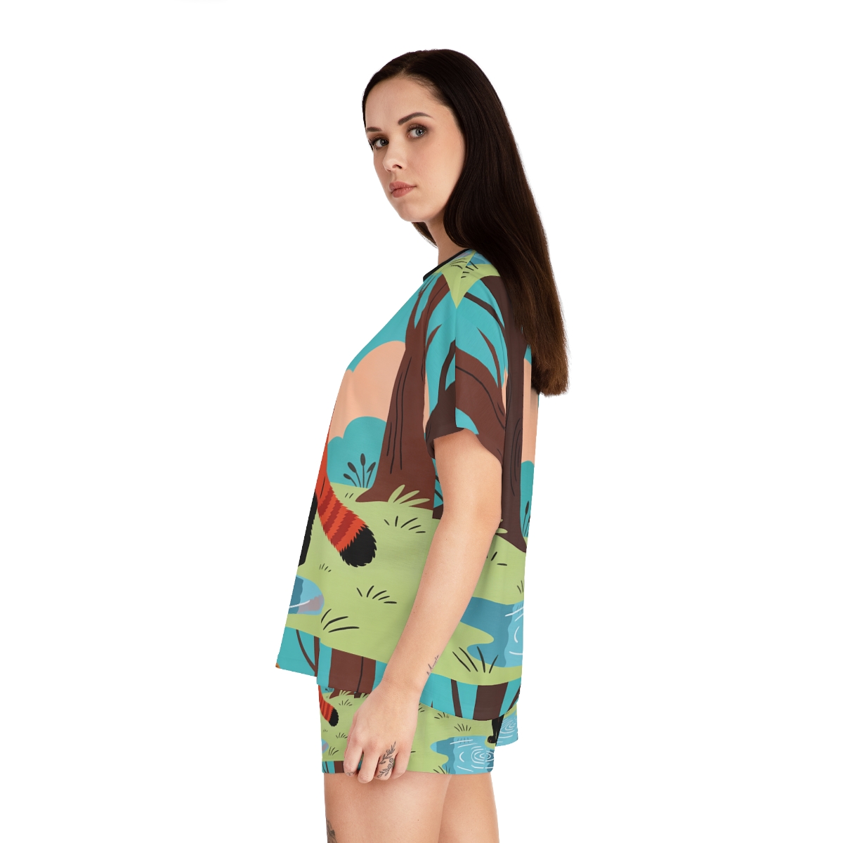 HD Leafplay Red Panda Women’s Short Pajama Set — additional view