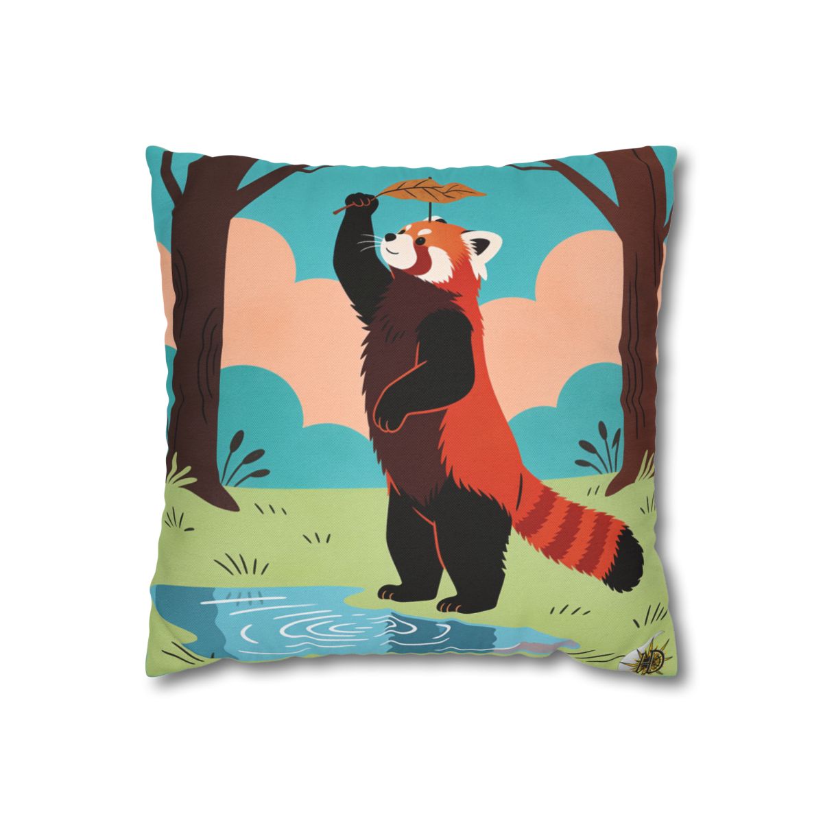 HD Leafplay Red Panda Square Polyester Pillow Cover