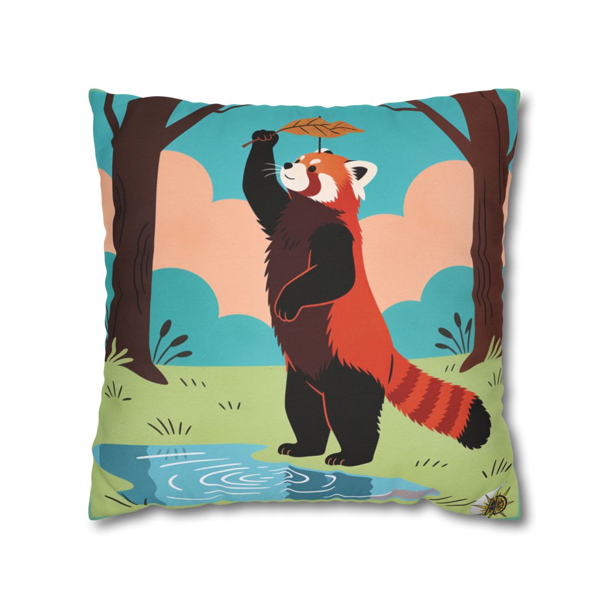 HD Leafplay Red Panda Square Polyester Pillow Cover — additional view