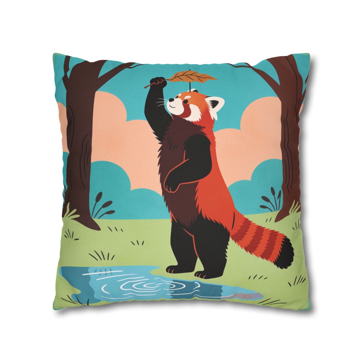 HD Leafplay Red Panda Square Polyester Pillow Cover — additional view