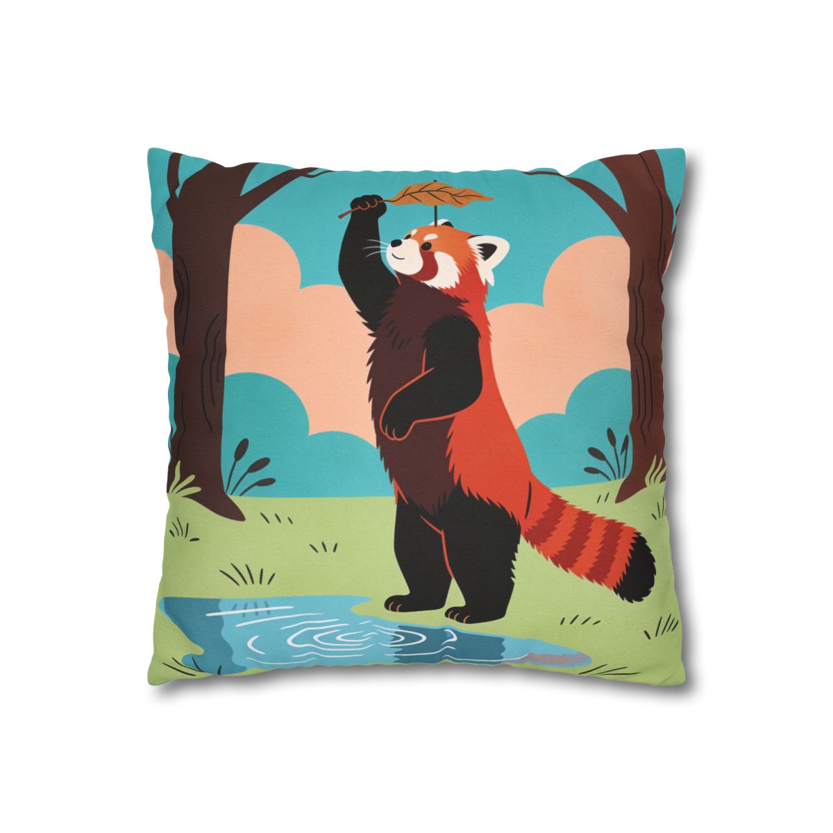 HD Leafplay Red Panda Square Polyester Pillow Cover — additional view
