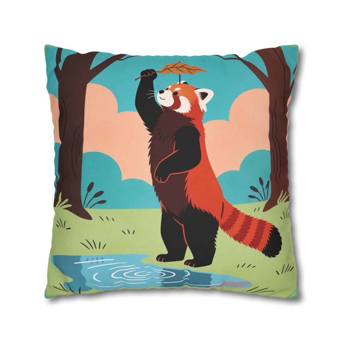 HD Leafplay Red Panda Square Polyester Pillow Cover — additional view