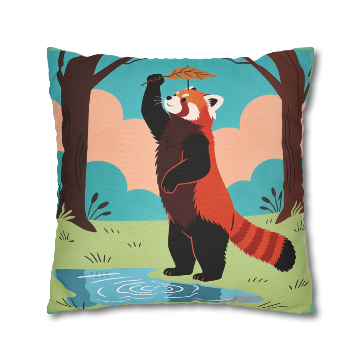 HD Leafplay Red Panda Square Polyester Pillow Cover — additional view