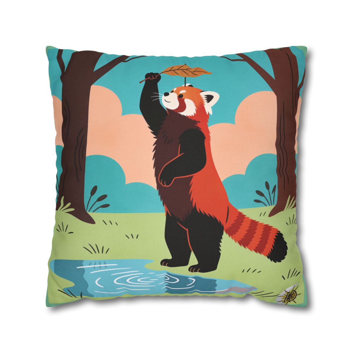 HD Leafplay Red Panda Square Polyester Pillow Cover — additional view