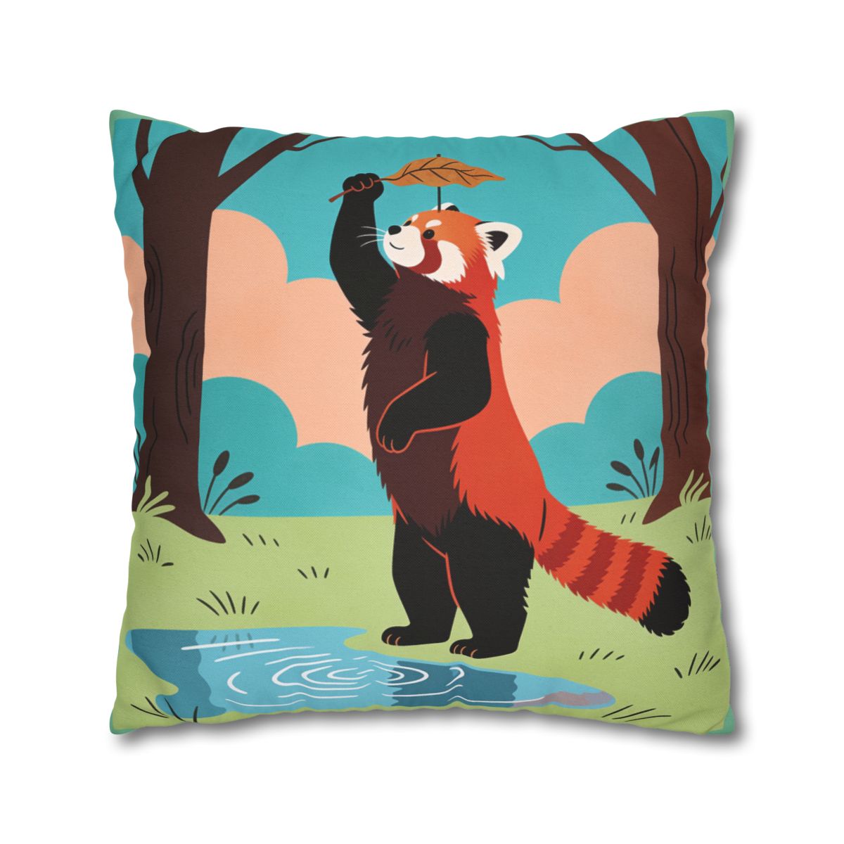 HD Leafplay Red Panda Square Polyester Pillow Cover — additional view