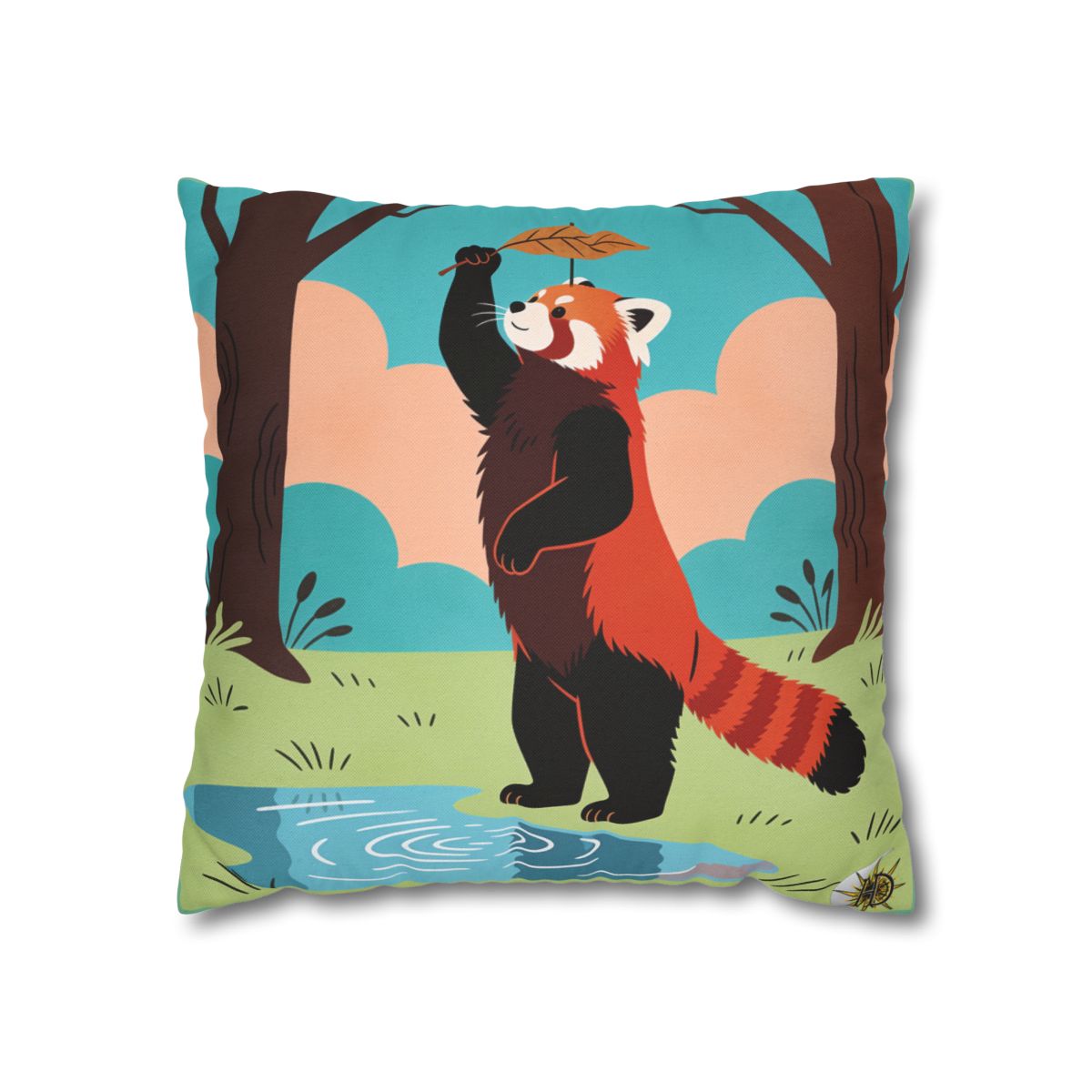 HD Leafplay Red Panda Square Polyester Pillow Cover — additional view