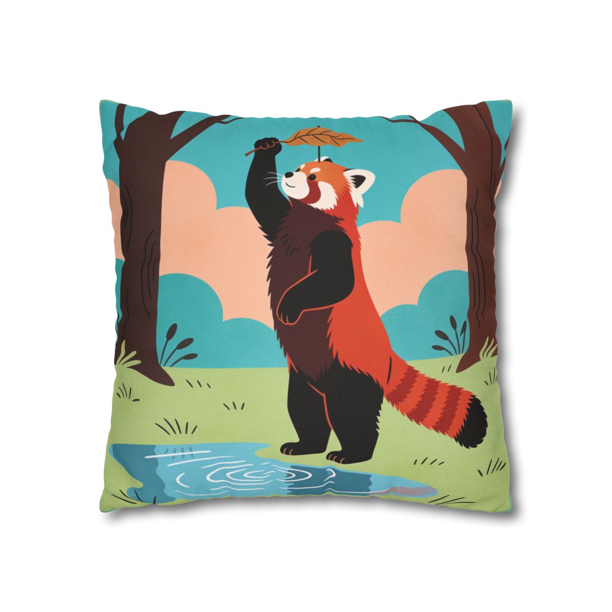 HD Leafplay Red Panda Square Polyester Pillow Cover — additional view