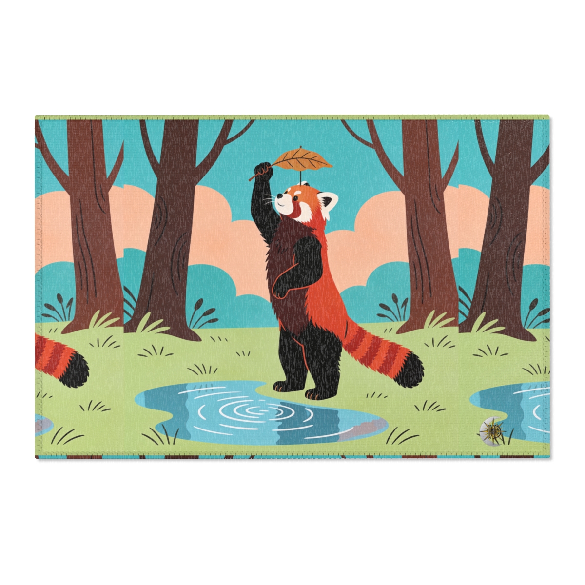 HD Leafplay Red Panda Polyester Chenille Area Rug — additional view