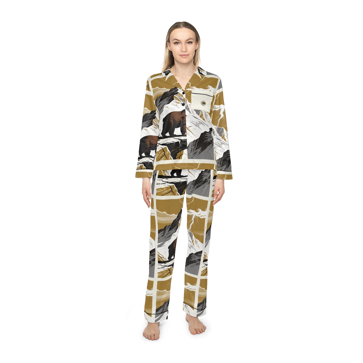 HD Thunder Ridge Bear Women’s Satin Pajama Set — additional view