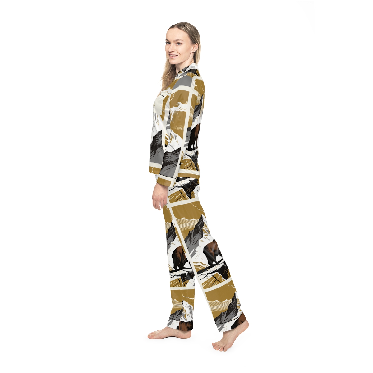 HD Thunder Ridge Bear Women’s Satin Pajama Set — additional view