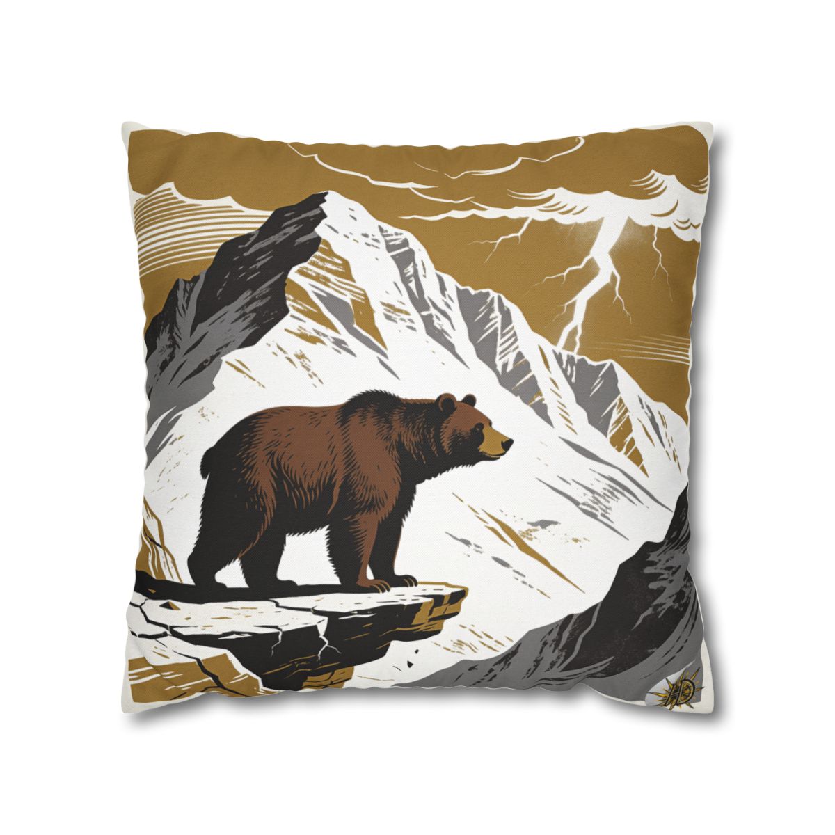 HD Thunder Ridge Bear Square Polyester Pillow Cover — additional view