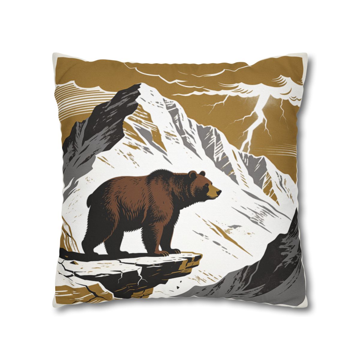 HD Thunder Ridge Bear Square Polyester Pillow Cover — additional view
