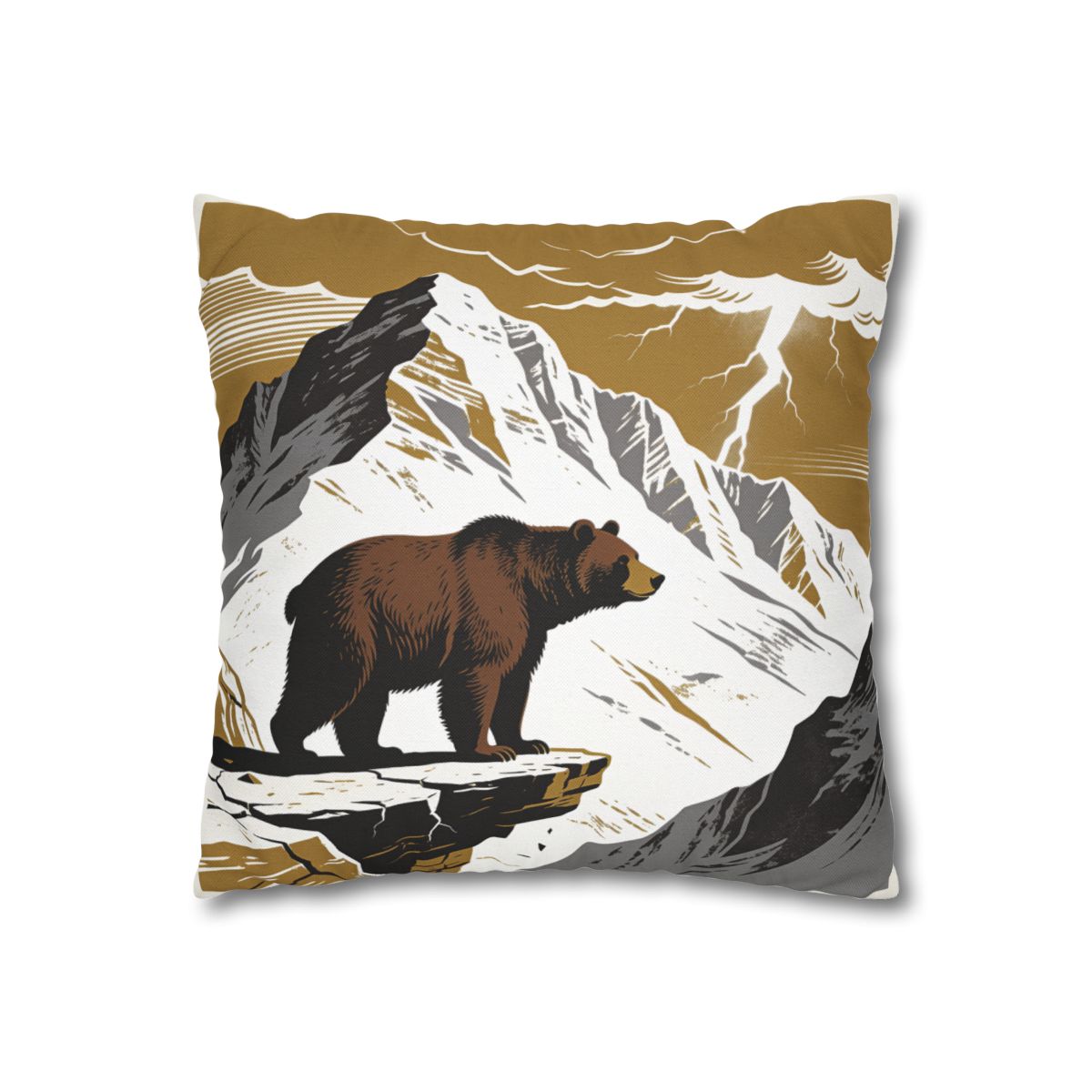 HD Thunder Ridge Bear Square Polyester Pillow Cover — additional view