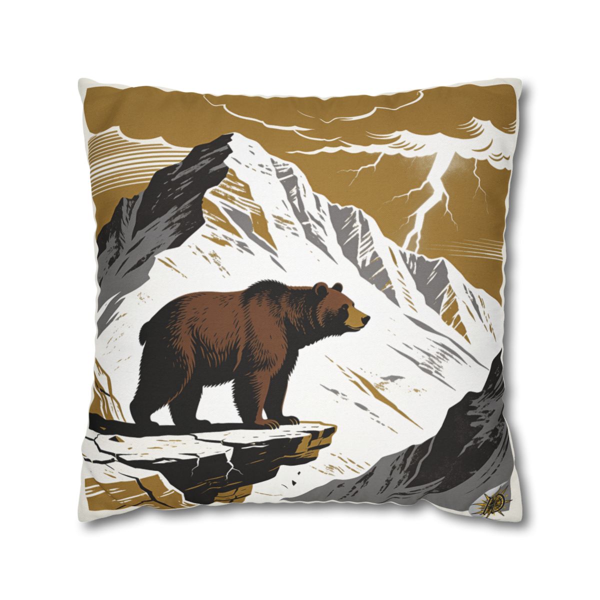 HD Thunder Ridge Bear Square Polyester Pillow Cover — additional view