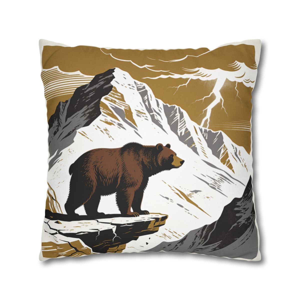 HD Thunder Ridge Bear Square Polyester Pillow Cover — additional view