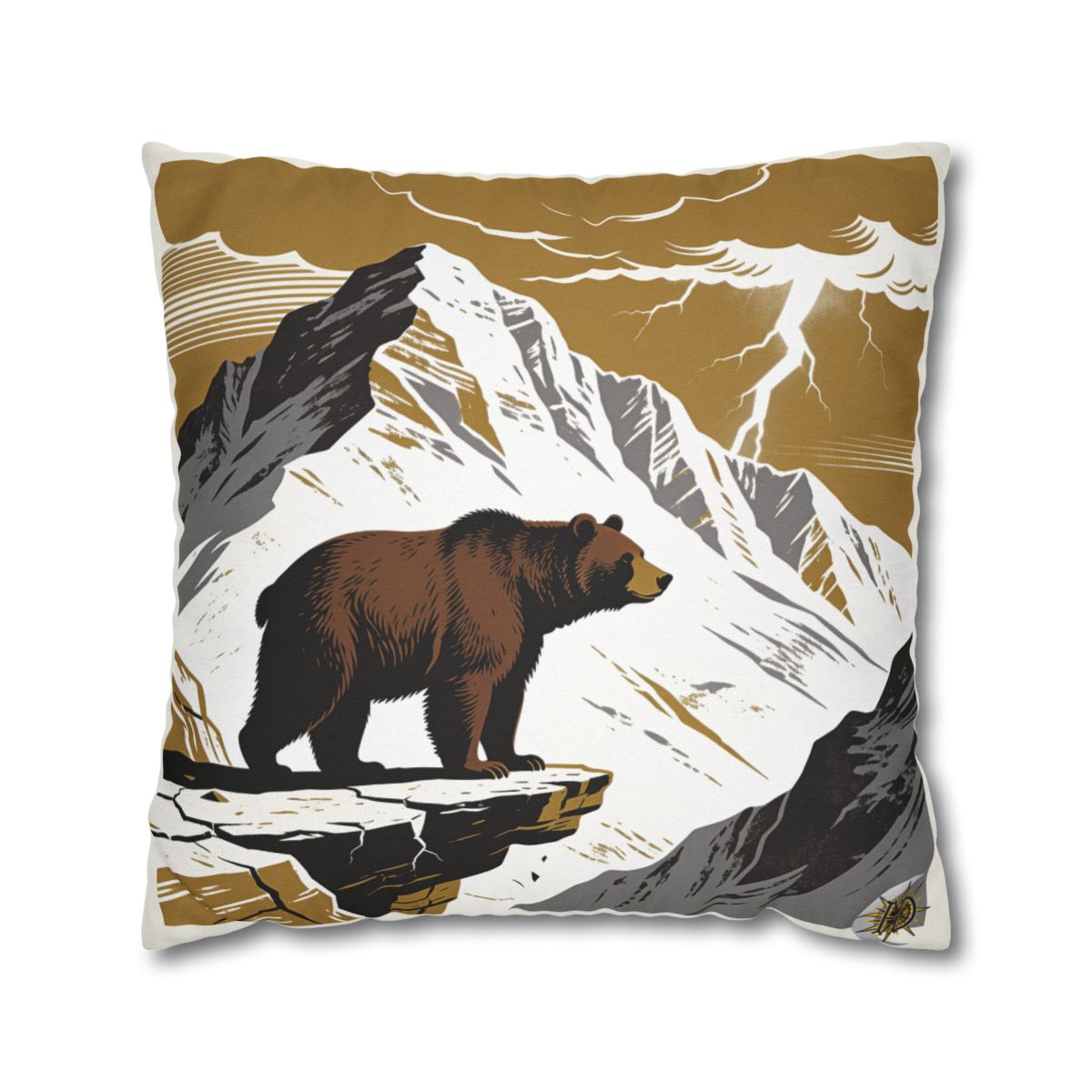 HD Thunder Ridge Bear Square Polyester Pillow Cover — additional view