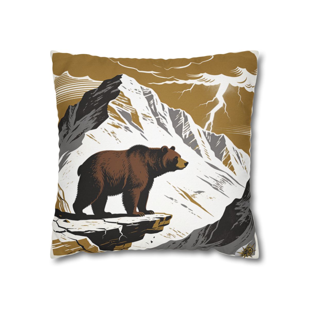 HD Thunder Ridge Bear Square Polyester Pillow Cover — additional view
