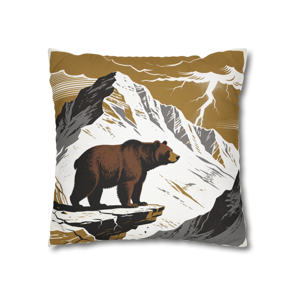 HD Thunder Ridge Bear Square Polyester Pillow Cover — additional view