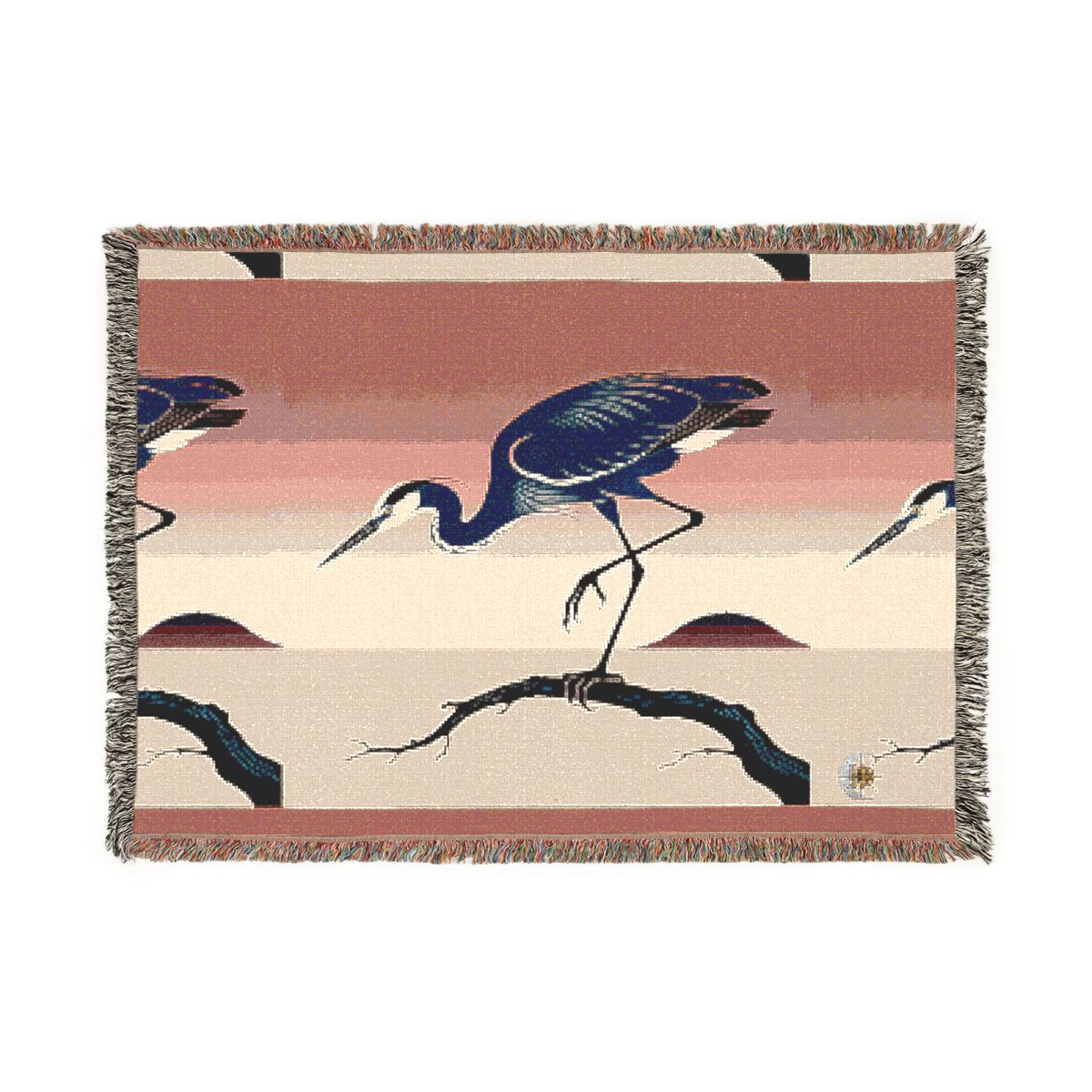 HD Coral Heron 100% Cotton Woven Blanket