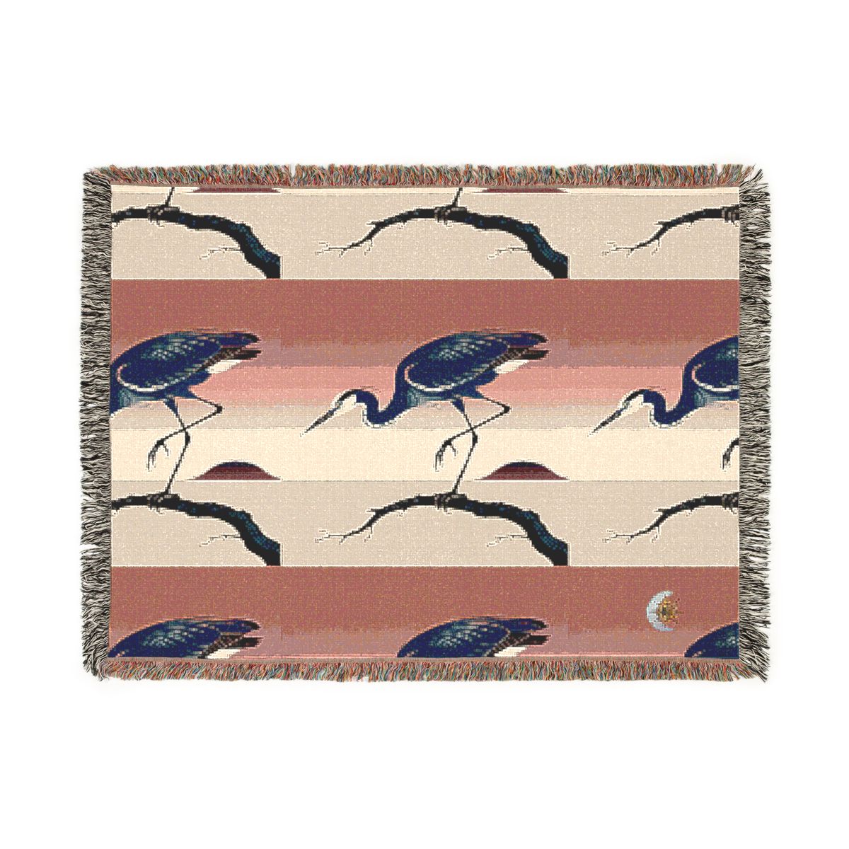 HD Coral Heron 100% Cotton Woven Blanket — additional view