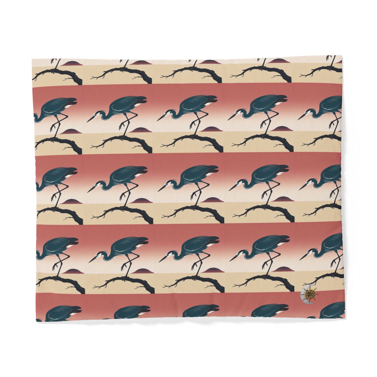 HD Coral Heron 100% Cotton Duvet Cover — additional view