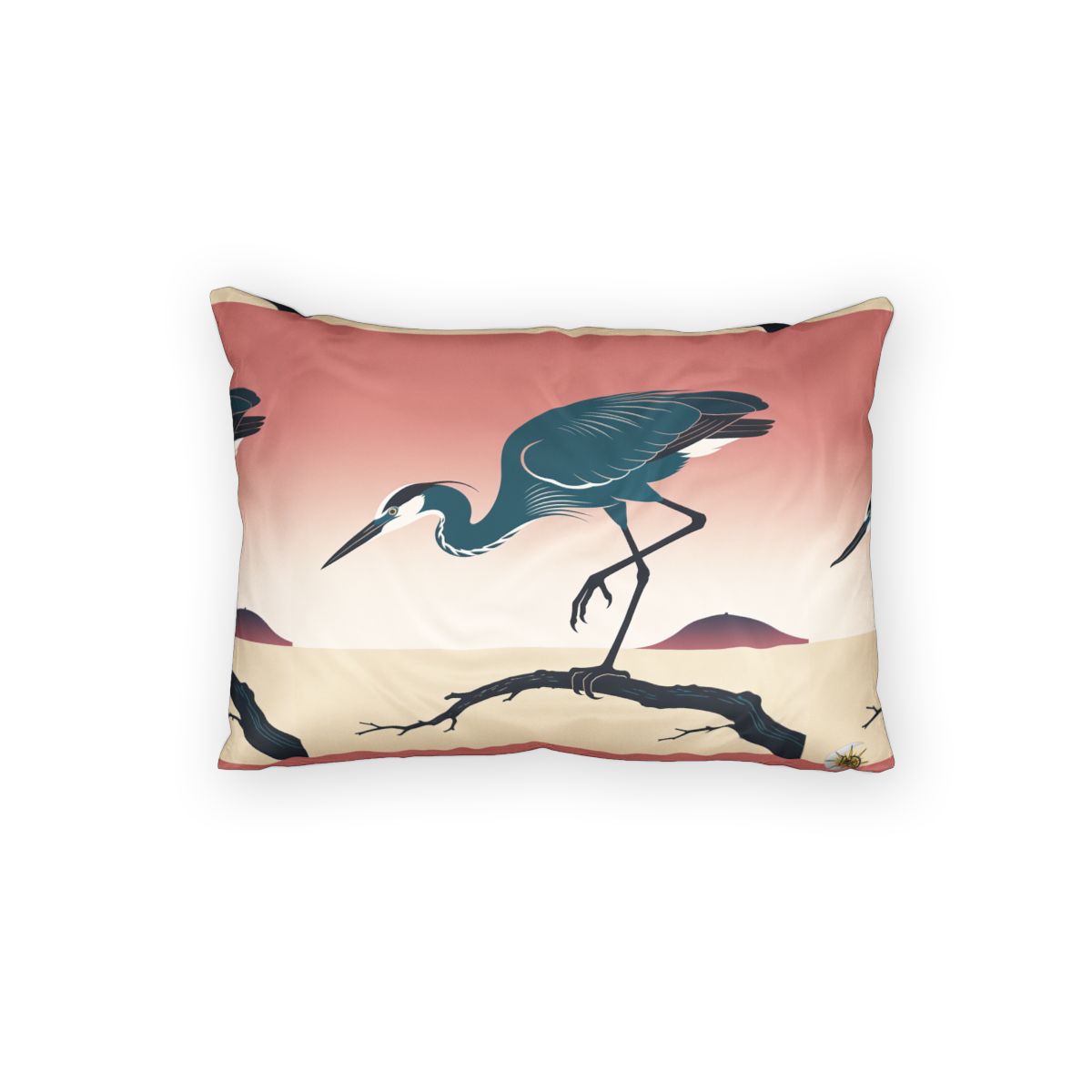 HD Coral Heron 100% Cotton Pillow Sham