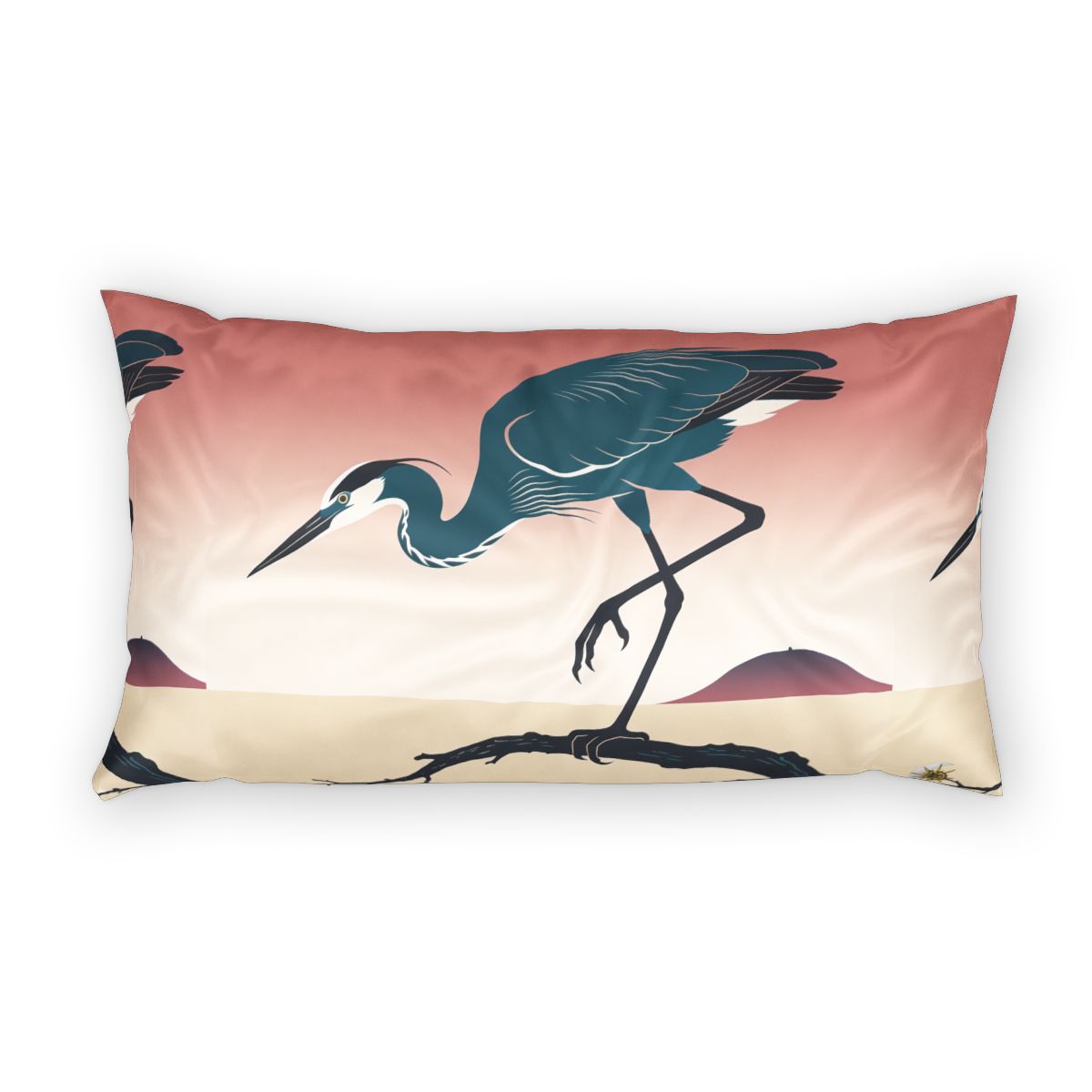 HD Coral Heron 100% Cotton Pillow Sham — additional view