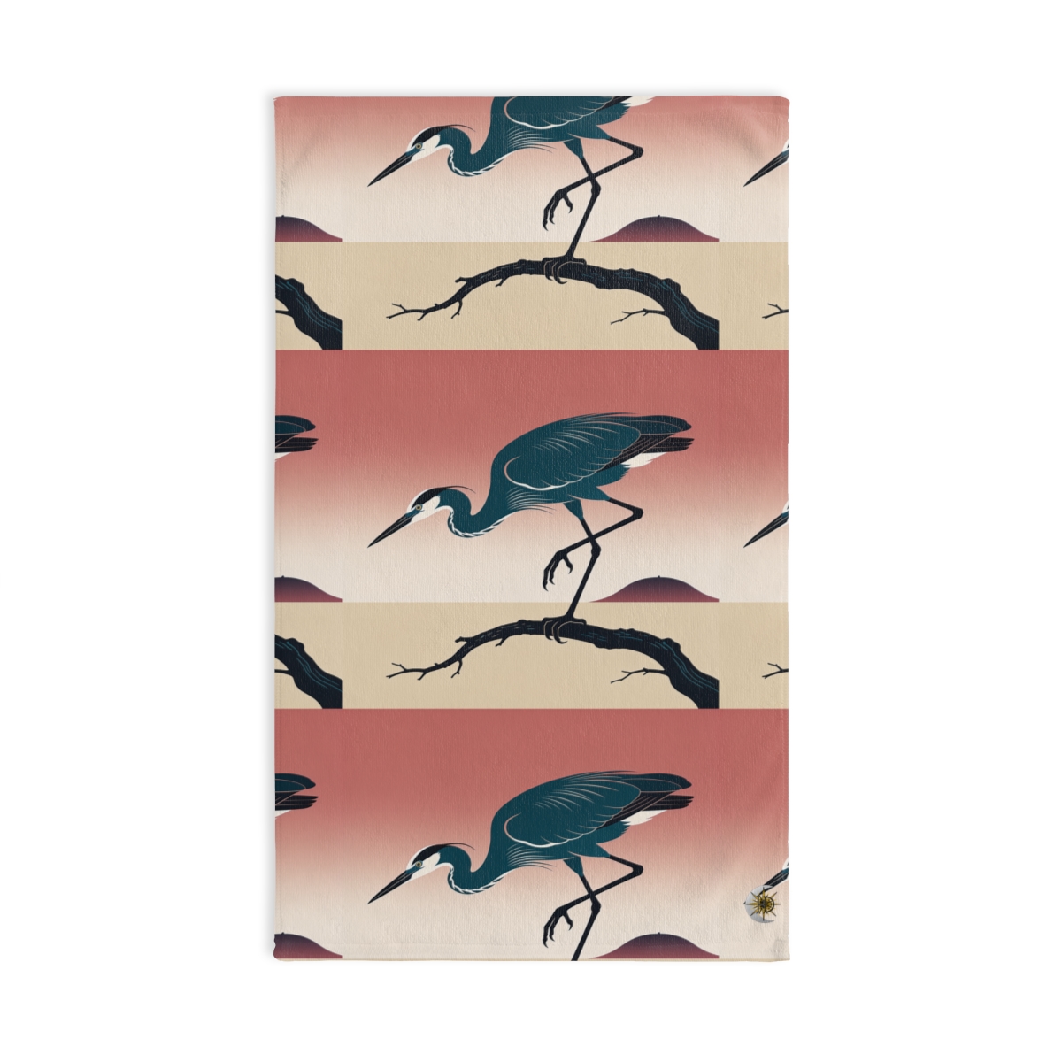 HD Coral Heron Printed Hand Towel