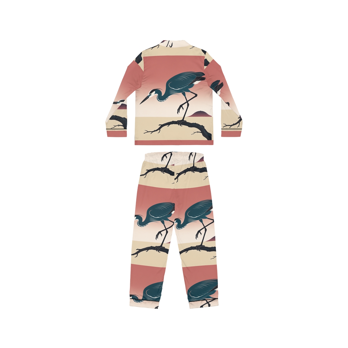 HD Coral Heron Women’s Satin Pajama Set — additional view