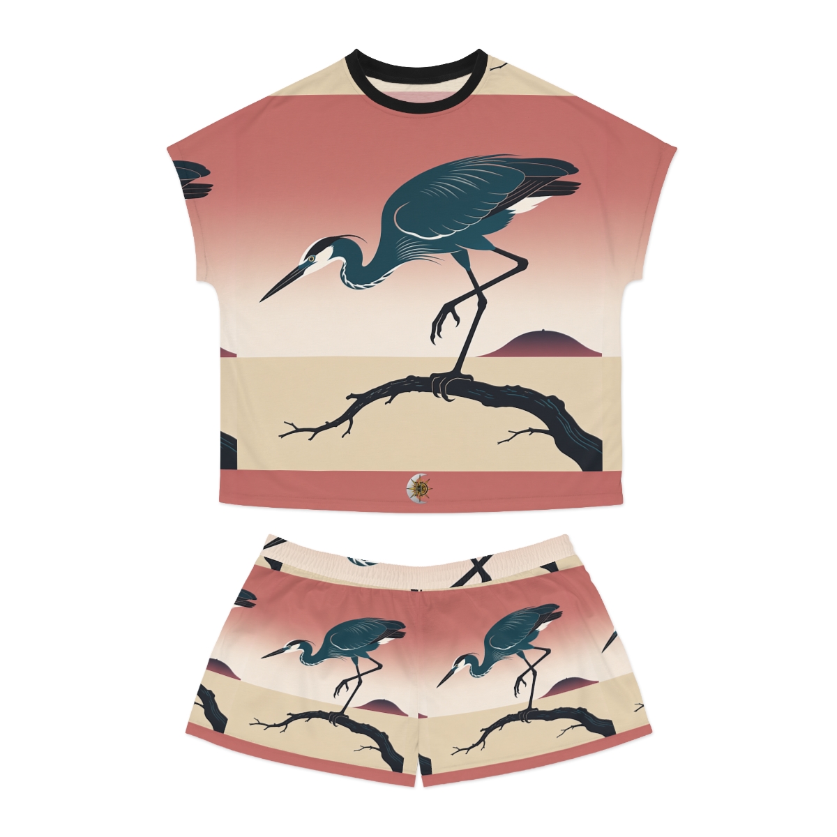 HD Coral Heron Women’s Short Pajama Set