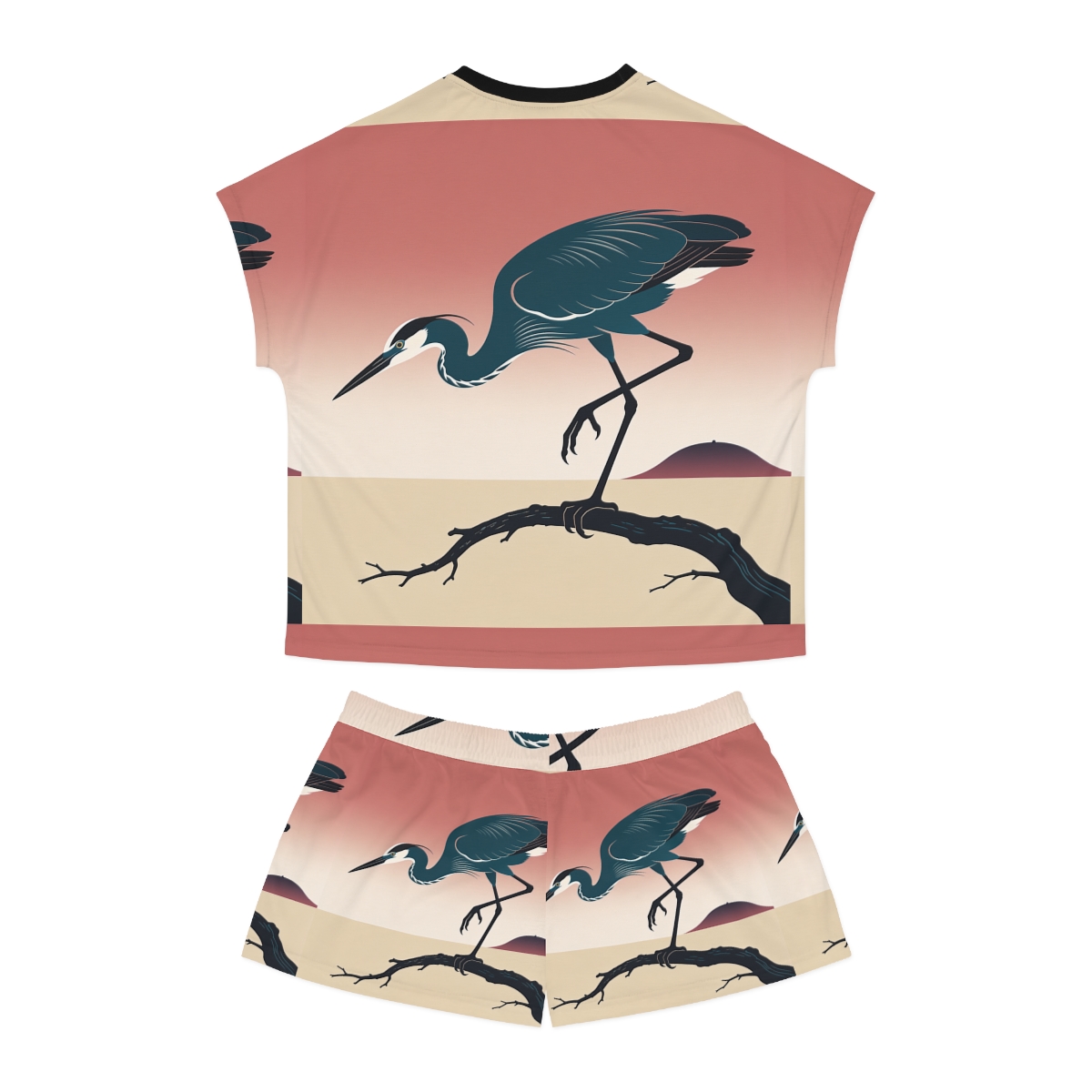 HD Coral Heron Women’s Short Pajama Set — additional view