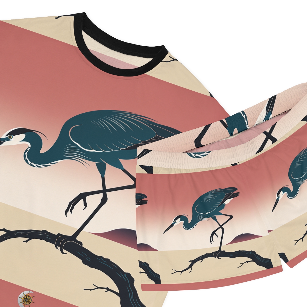 HD Coral Heron Women’s Short Pajama Set — additional view