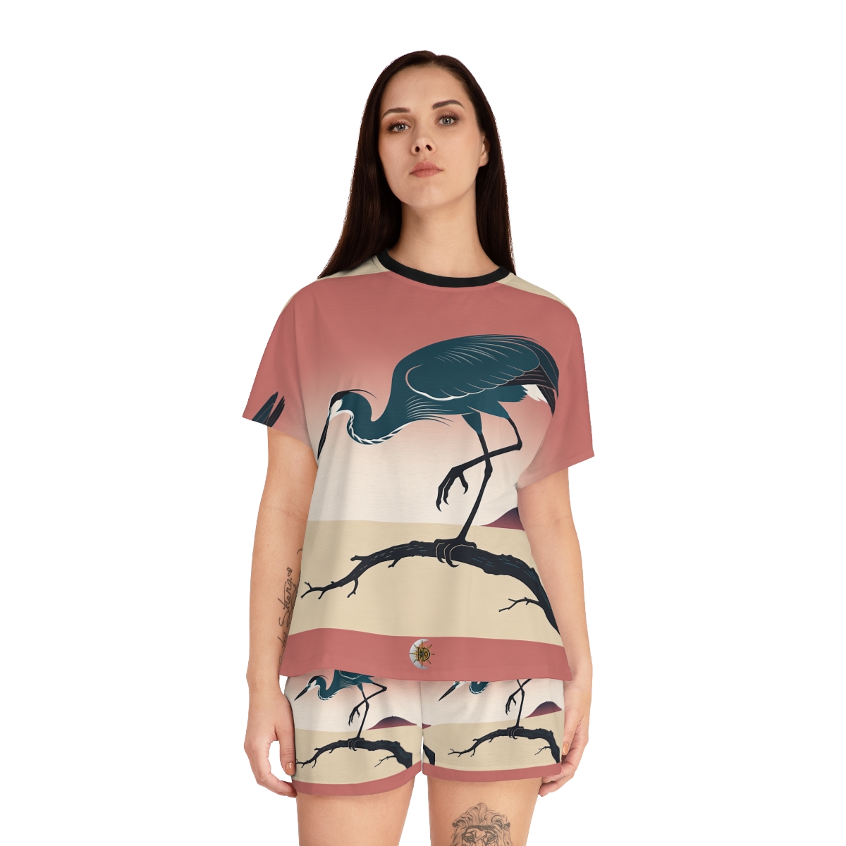 HD Coral Heron Women’s Short Pajama Set — additional view