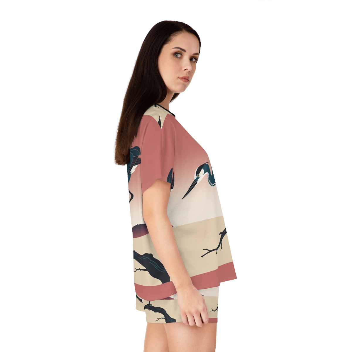HD Coral Heron Women’s Short Pajama Set — additional view
