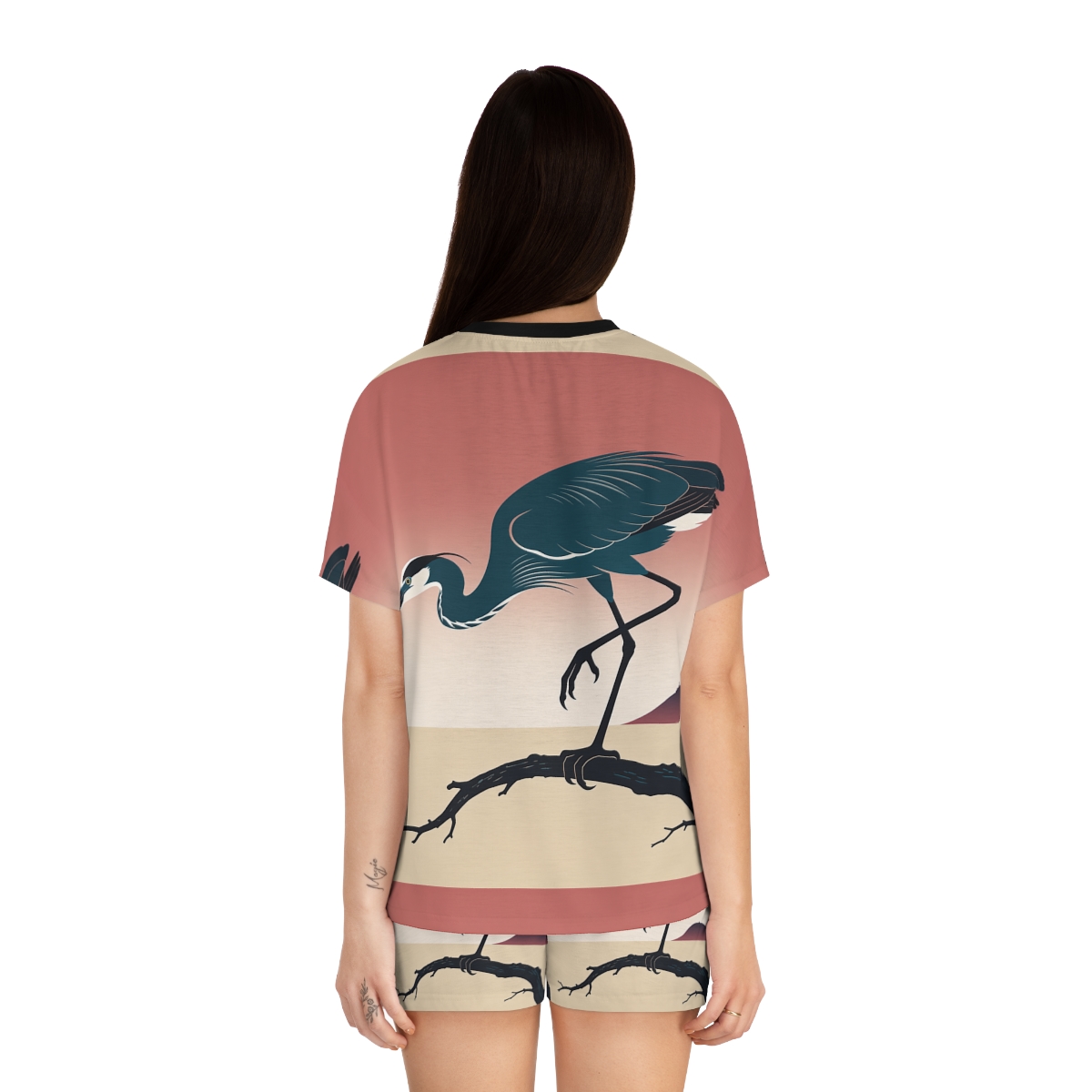 HD Coral Heron Women’s Short Pajama Set — additional view