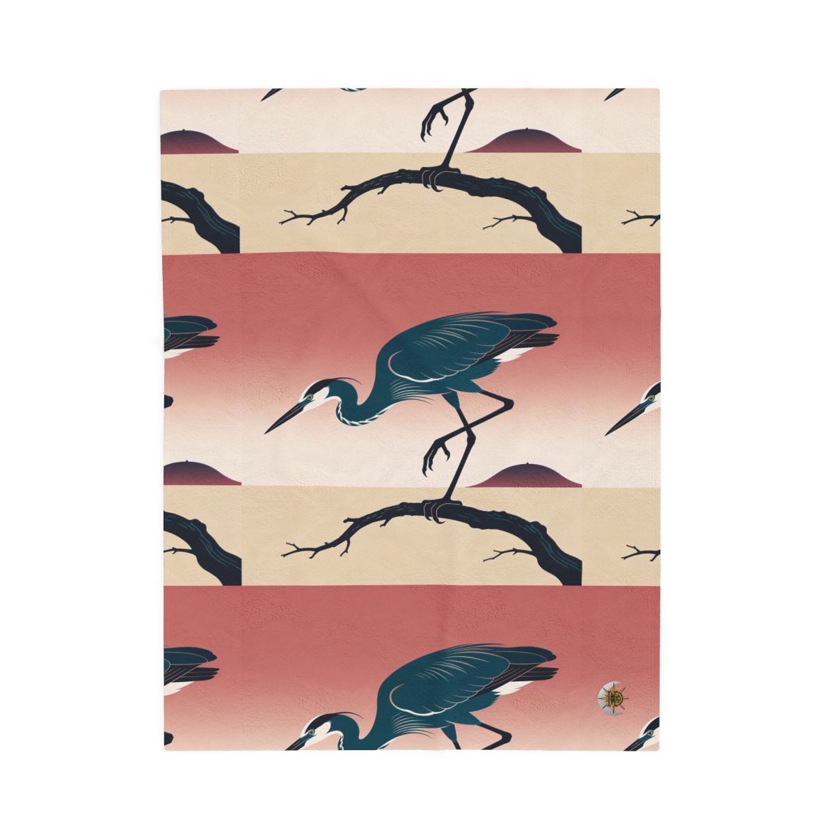 HD Coral Heron Velveteen Plush Blanket