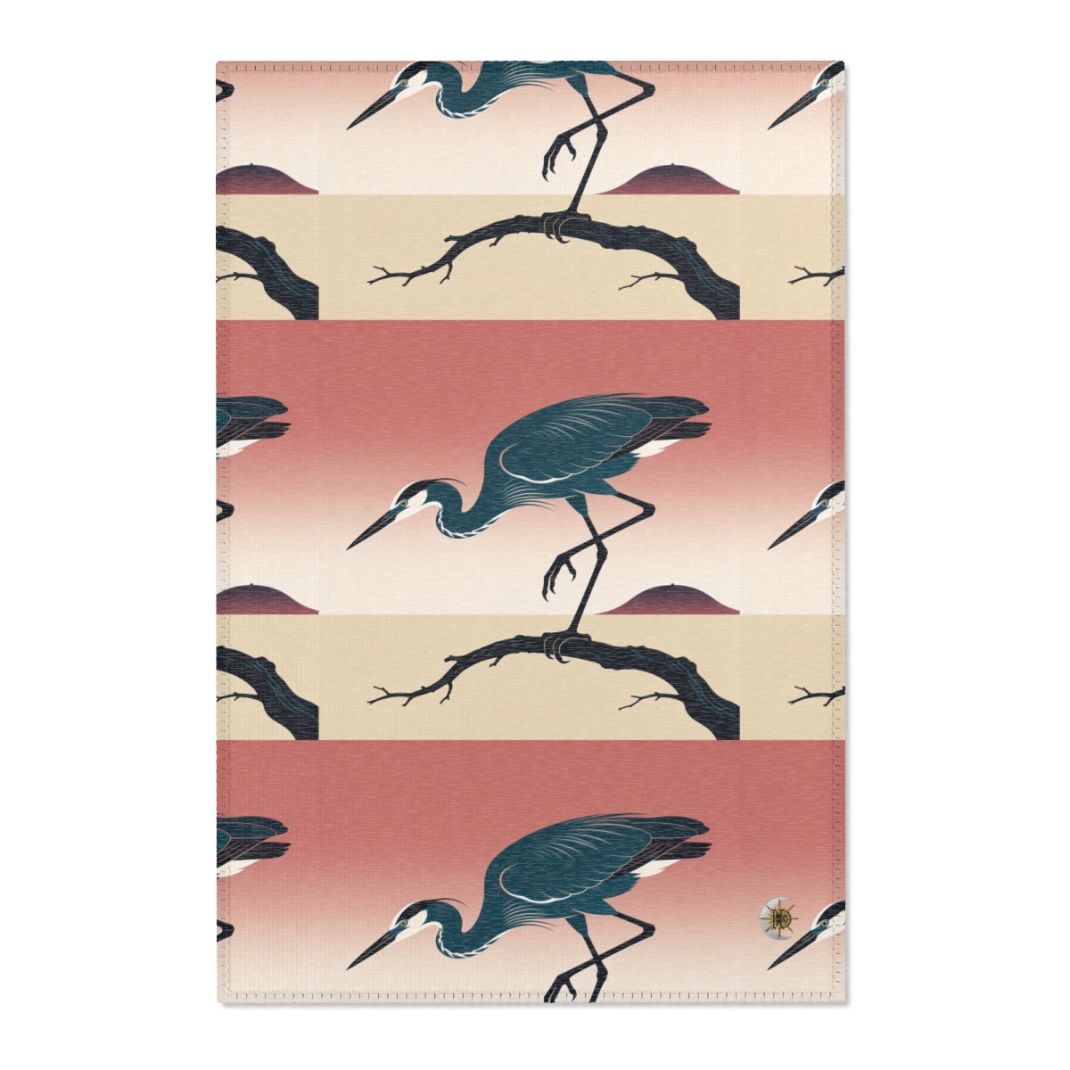 HD Coral Heron Polyester Chenille Area Rug