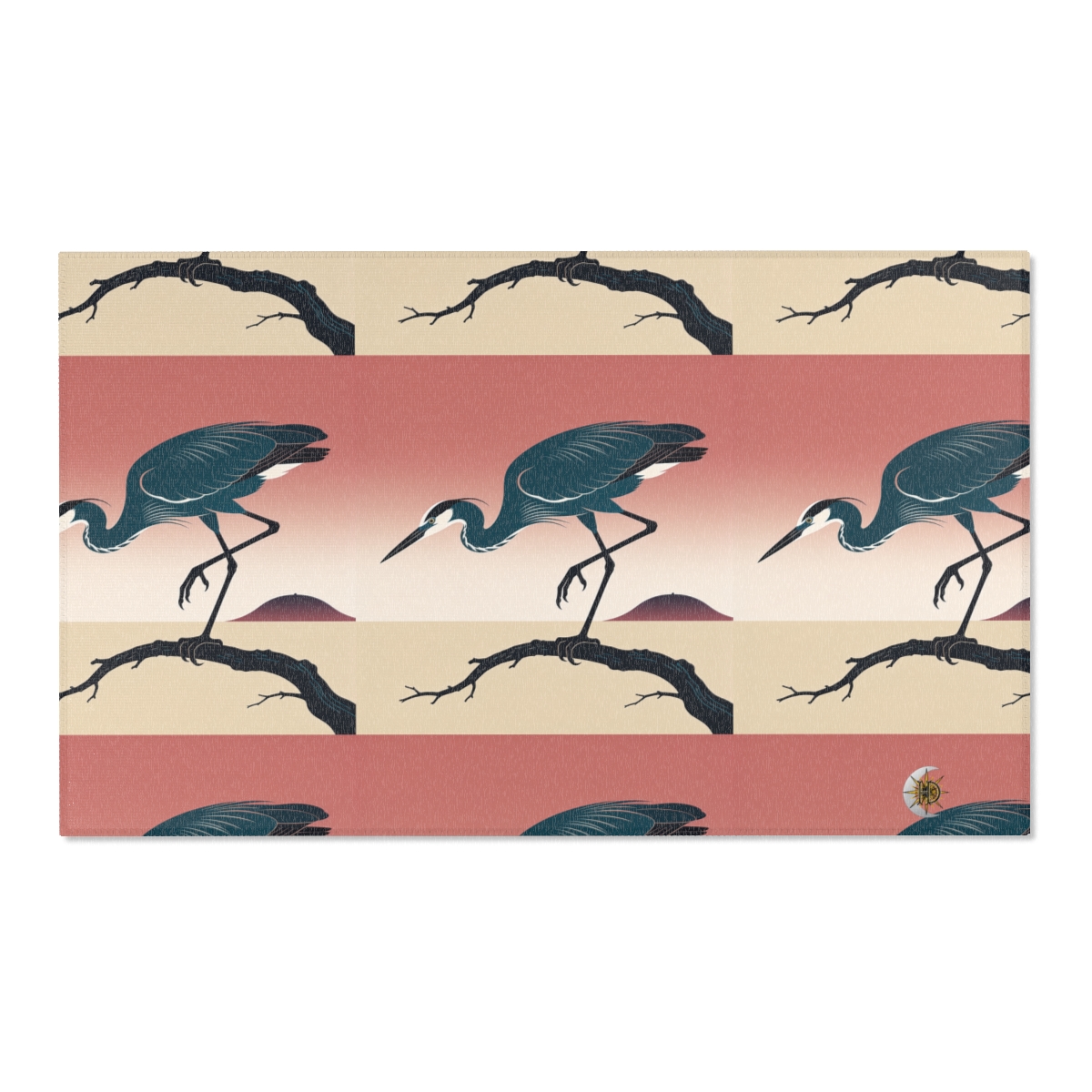 HD Coral Heron Polyester Chenille Area Rug — additional view