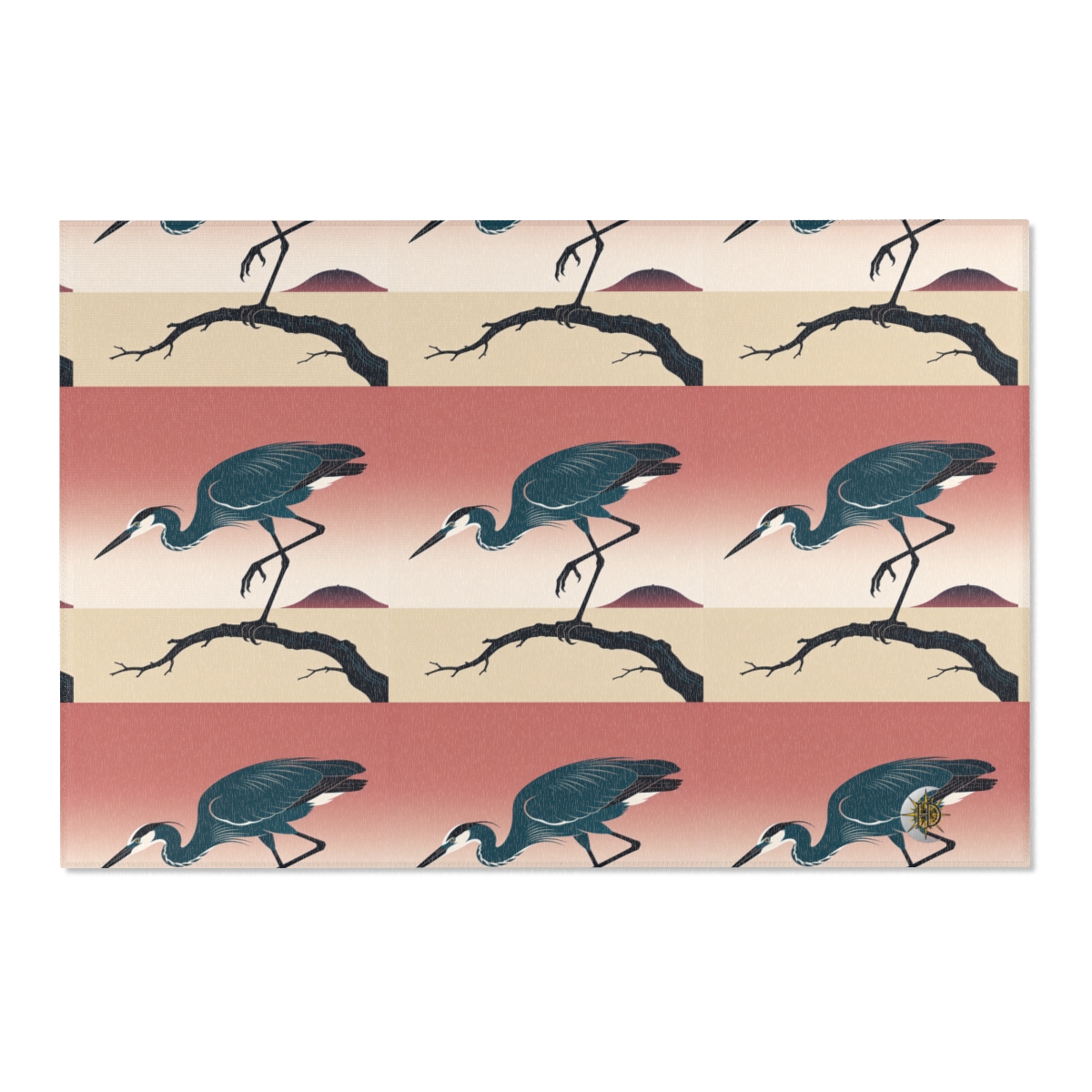 HD Coral Heron Polyester Chenille Area Rug — additional view