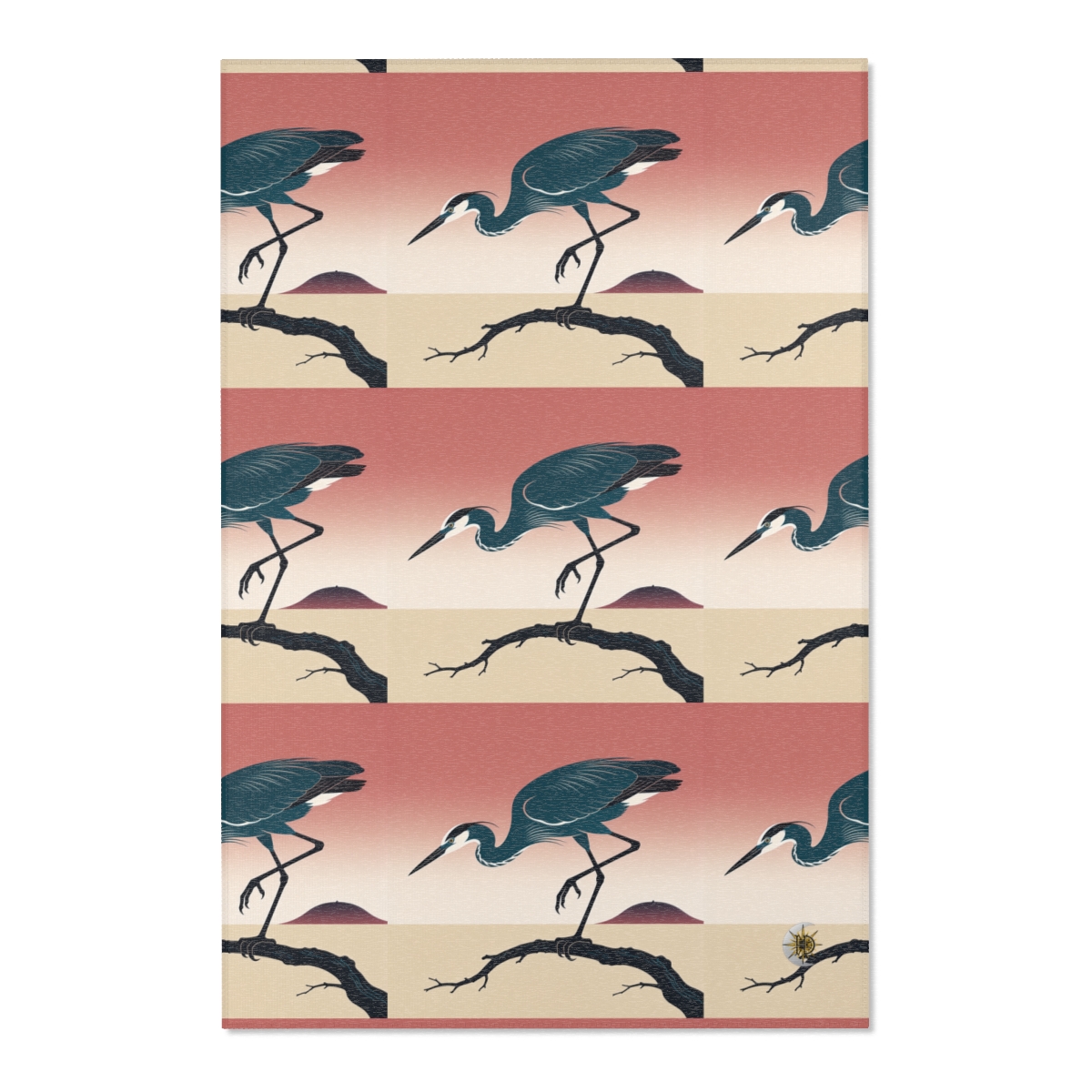 HD Coral Heron Polyester Chenille Area Rug — additional view