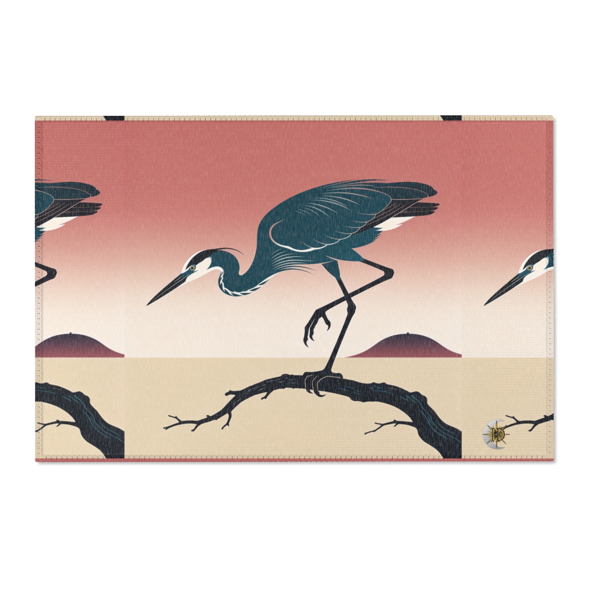 HD Coral Heron Polyester Chenille Area Rug — additional view