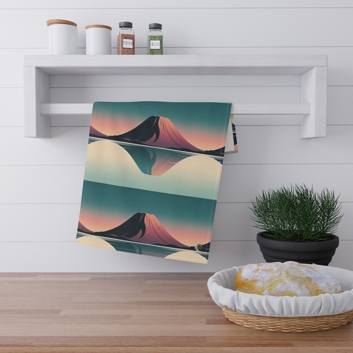 HD Rose Mountain Reflection 100% Cotton Twill Tea Towel