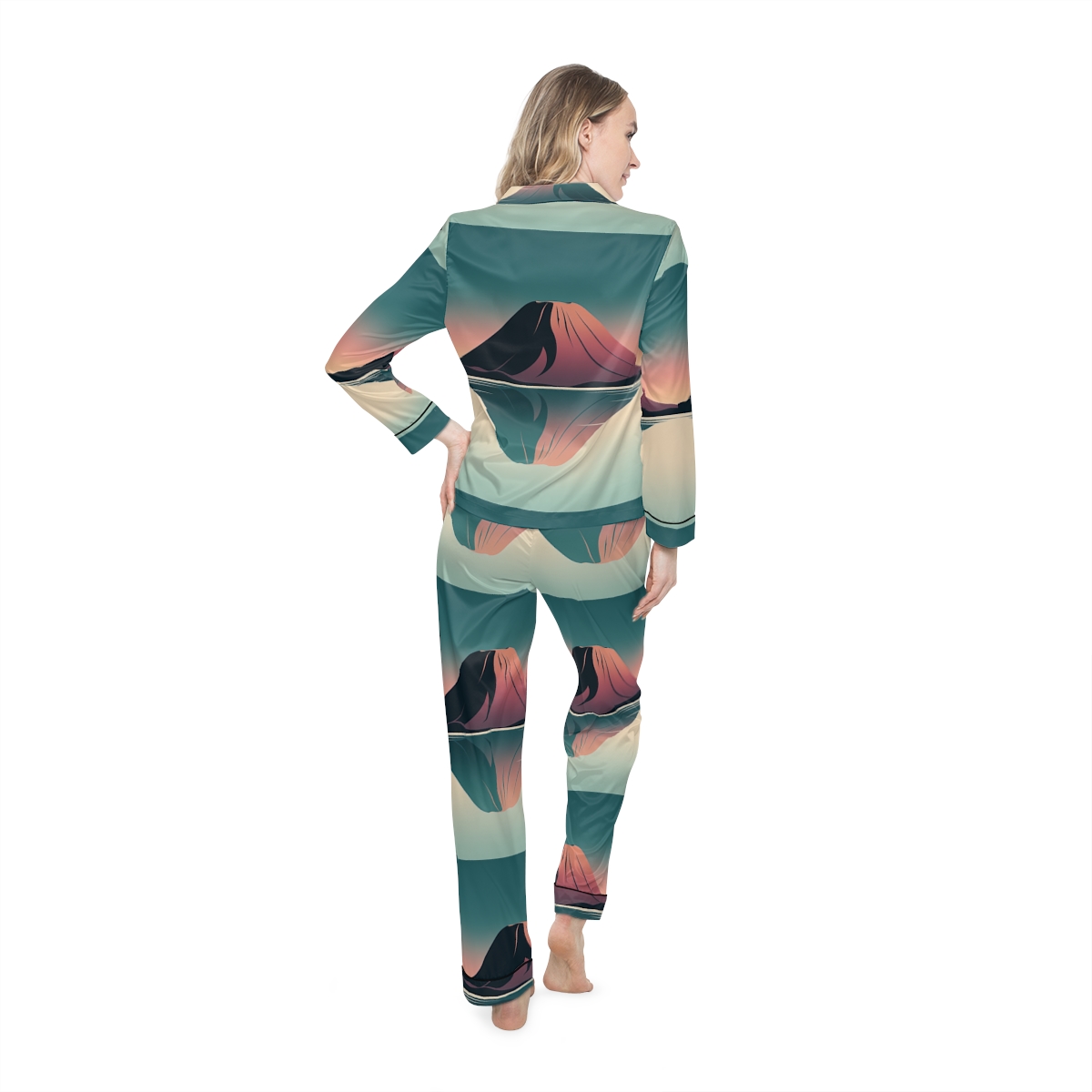HD Rose Mountain Reflection Women’s Satin Pajama Set — additional view