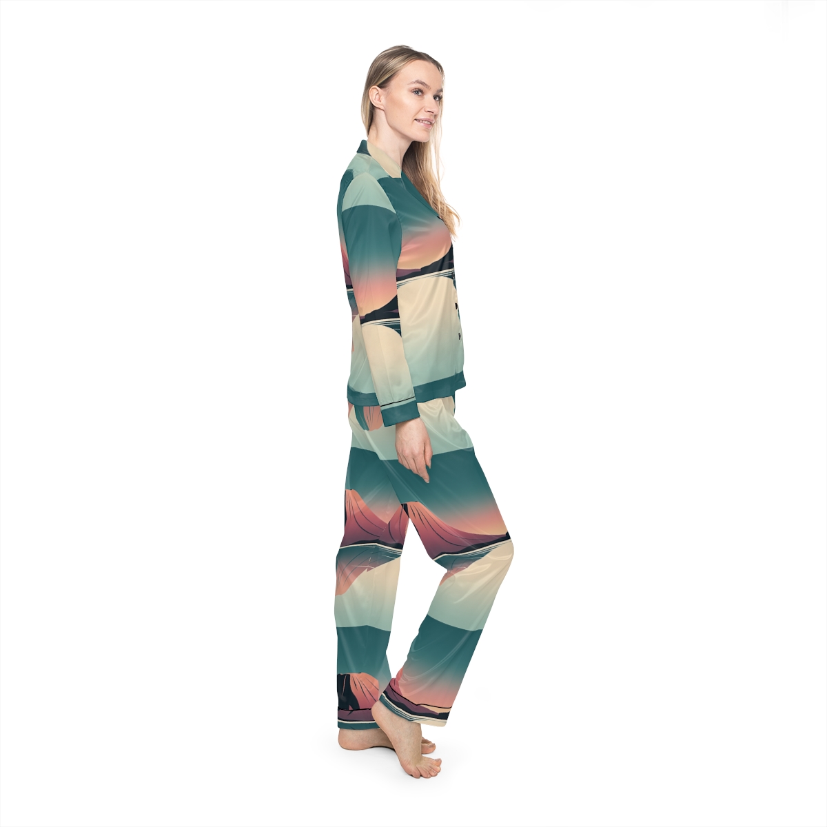 HD Rose Mountain Reflection Women’s Satin Pajama Set — additional view