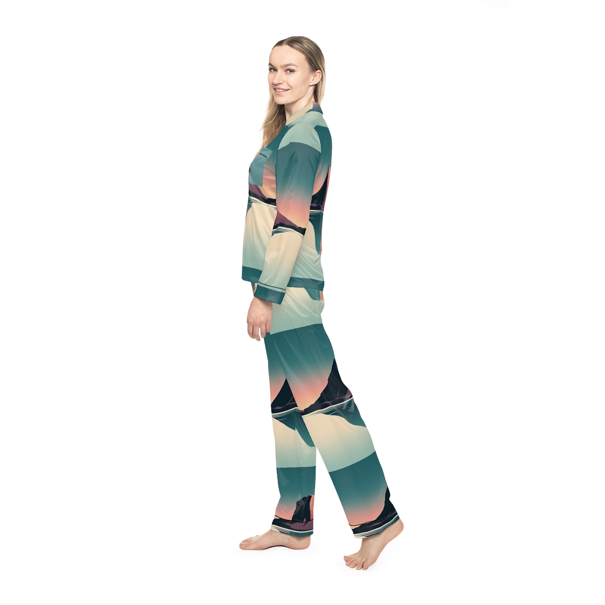 HD Rose Mountain Reflection Women’s Satin Pajama Set — additional view
