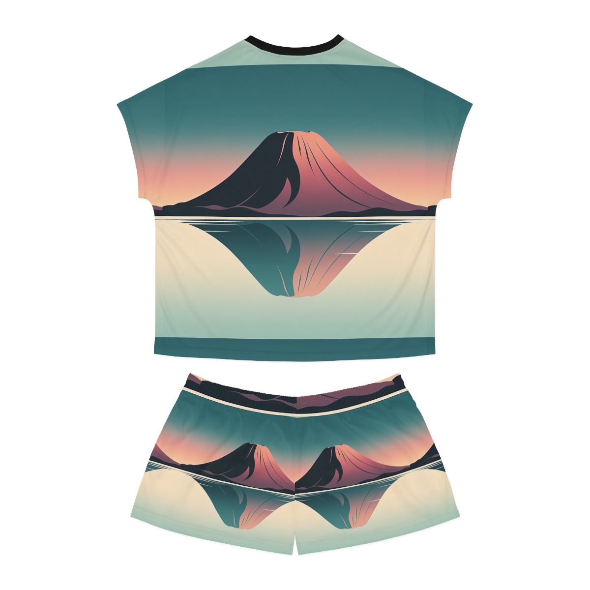 HD Rose Mountain Reflection Women’s Short Pajama Set — additional view