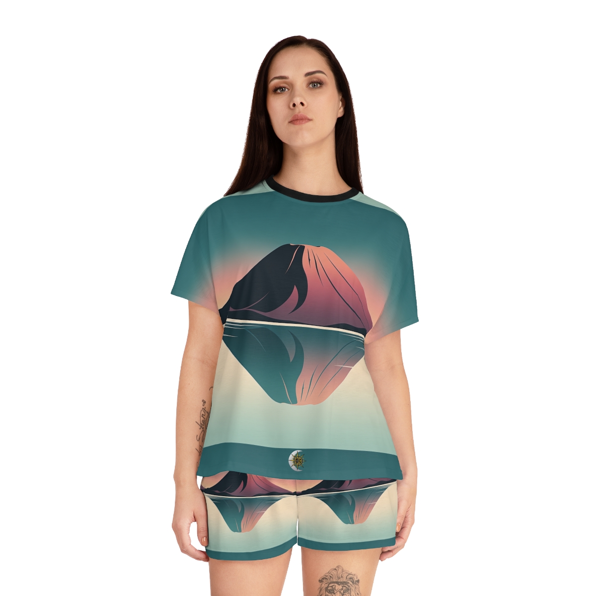 HD Rose Mountain Reflection Women’s Short Pajama Set — additional view