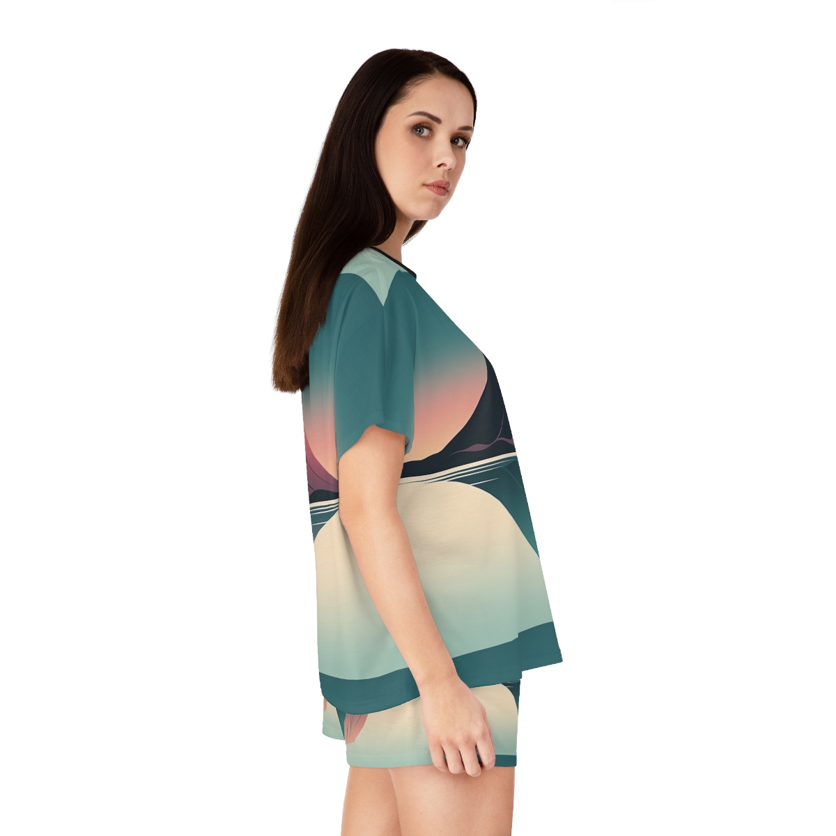 HD Rose Mountain Reflection Women’s Short Pajama Set — additional view