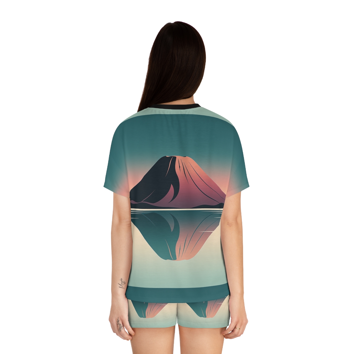 HD Rose Mountain Reflection Women’s Short Pajama Set — additional view