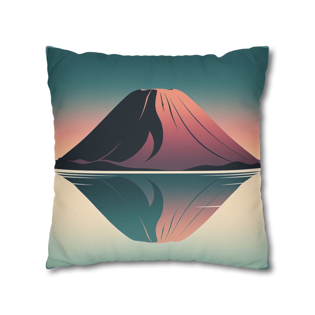 HD Rose Mountain Reflection Square Polyester Pillow Cover — additional view